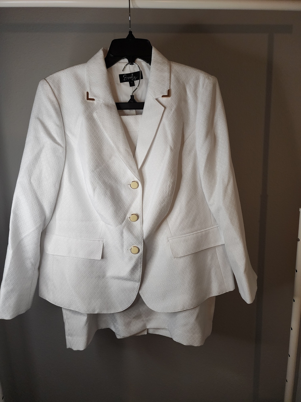 Sophie White Textured Women's Suit Jacket with Gold Buttons